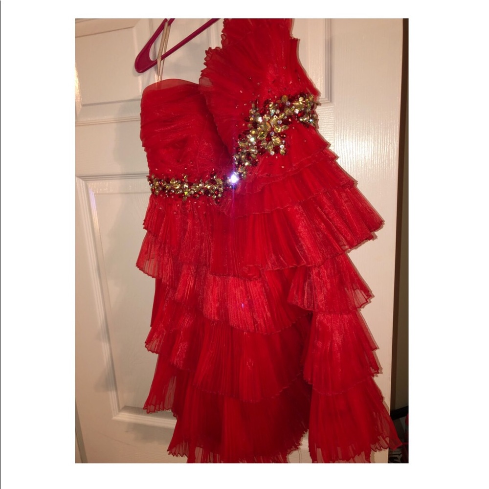 Red Ruffle Cocktail Dress